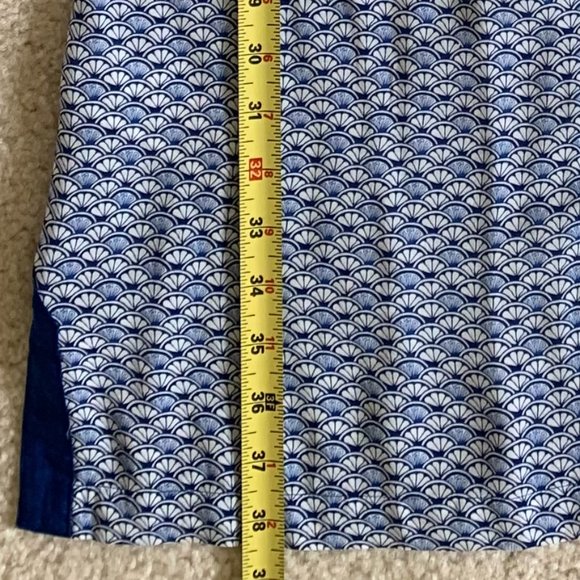 🎉HP🎉 TOMMY BAHAMA Blue Sea Shells Fan Festival Split Neck Dress Size M EUC - Picture 10 of 16